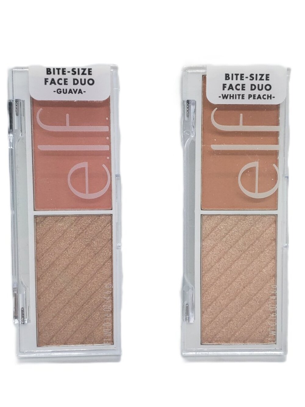 2 e.l.f. Bite-Size Face Duo Sets Guava White Peach Blush Highlighter Palette ELF